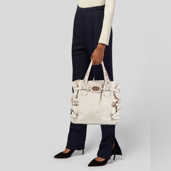 Michael Kors Gansevoort Ivory Cream Crossbody Shoulder Bag Tote with Rose Gold - Picture 3 of 17